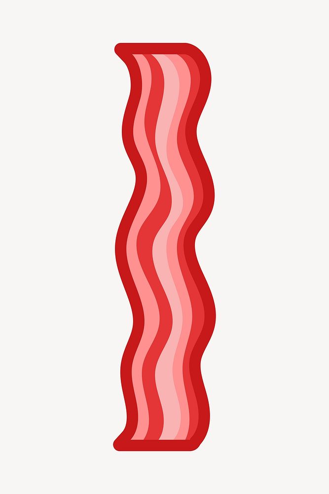 Red bacon, cute food & meat vector
