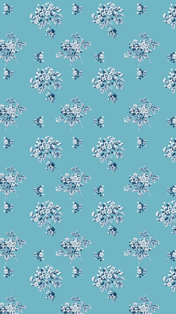 Cherry blossoms pattern iPhone wallpaper, blue background
