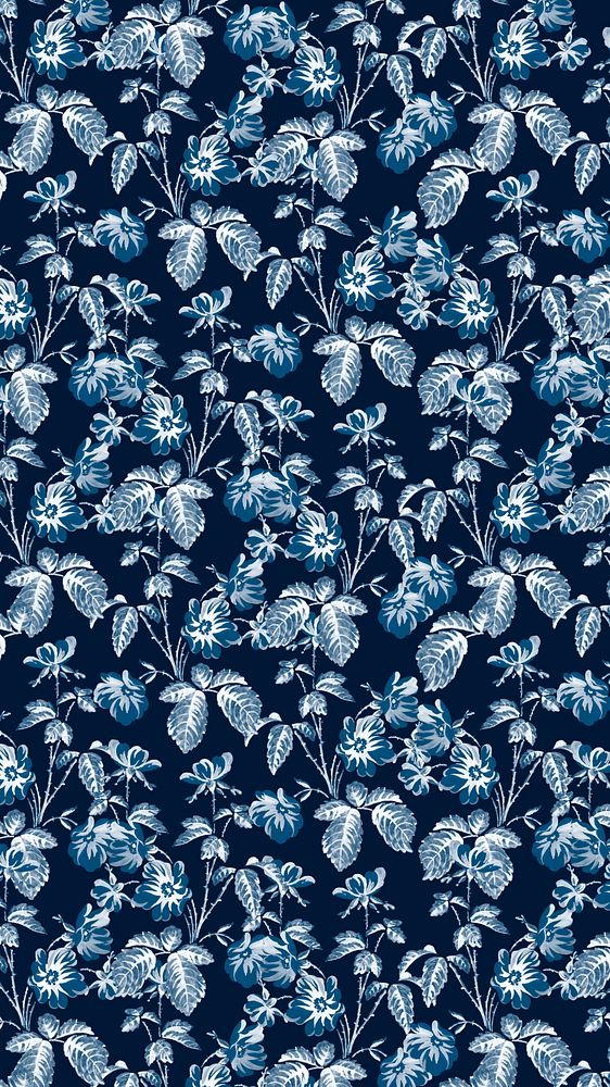 Flower blossoms pattern iPhone wallpaper, blue background