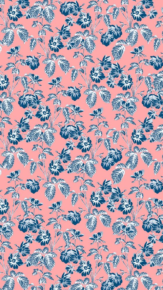 Flower blossoms pattern iPhone wallpaper, pink background