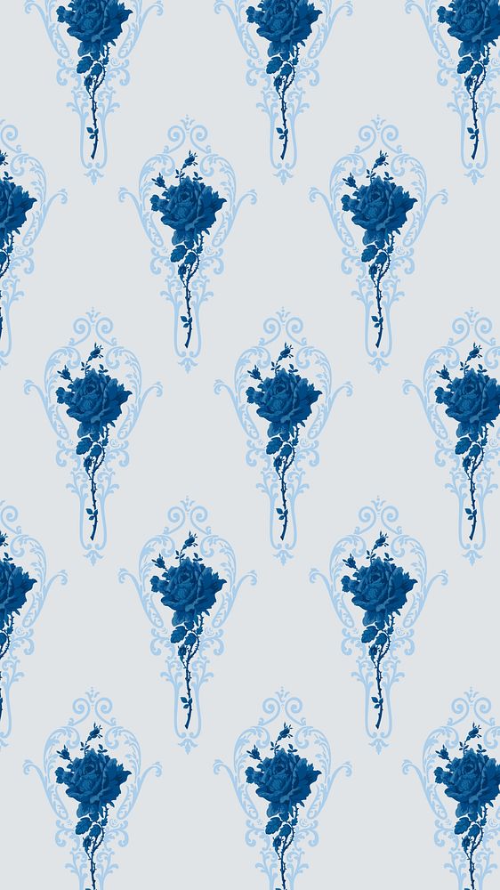 Decorative rose pattern iPhone wallpaper, white background