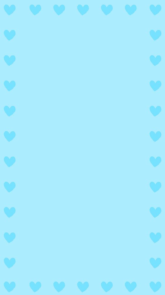Blue heart frame iPhone wallpaper illustration