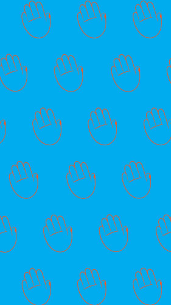 Simple hand gesture pattern iPhone wallpaper, cute blue