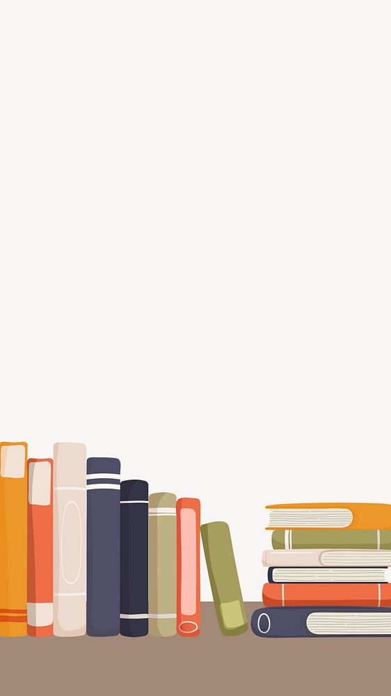 Book stack iPhone wallpaper, border design
