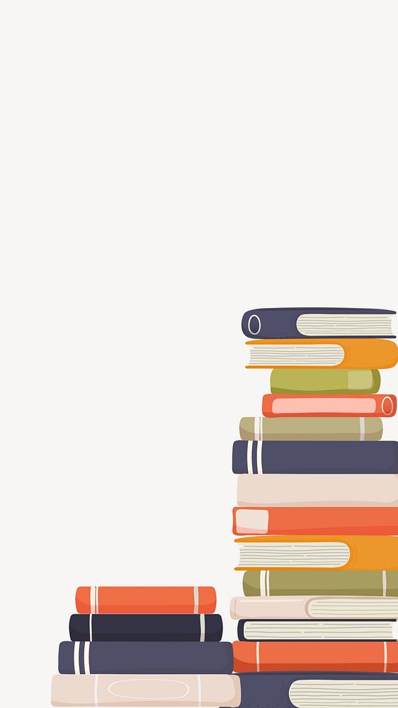 Colorful book stack iPhone wallpaper simple illustration