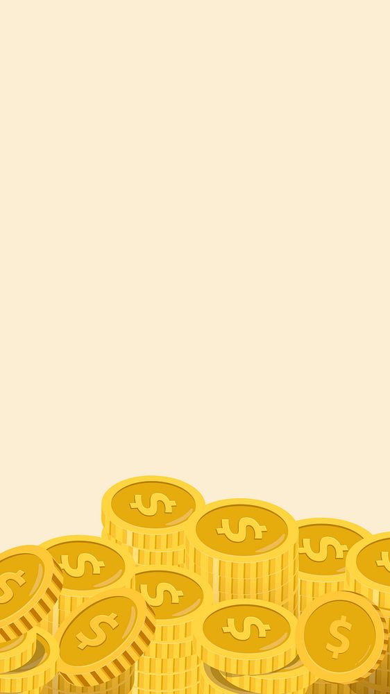 Coin stack yellow iPhone wallpaper, simple illustration