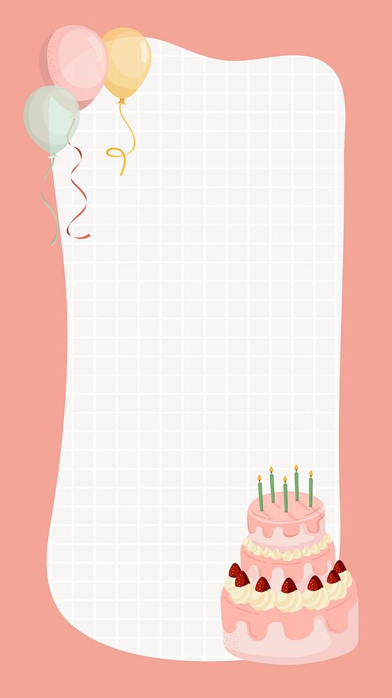 Birthday cake iPhone wallpaper, pink design