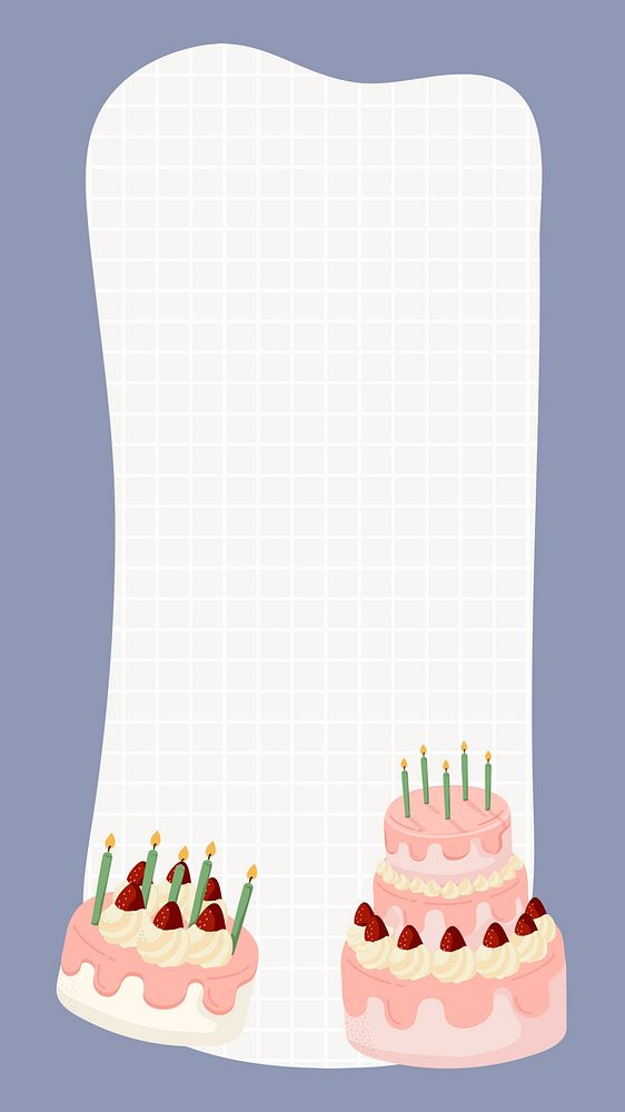Birthday celebration iPhone wallpaper blue border frame notepaper illustration