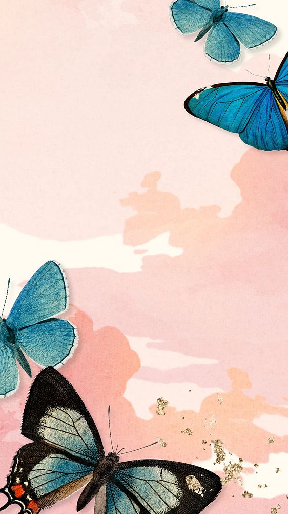 Butterfly pink watercolor iPhone wallpaper