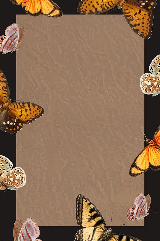 Brown butterfly frame background