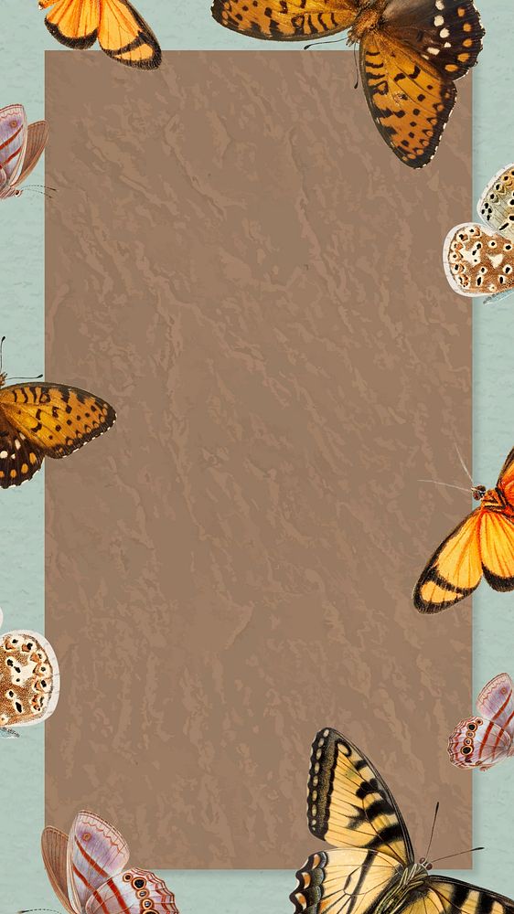 Brown butterfly frame mobile wallpaper