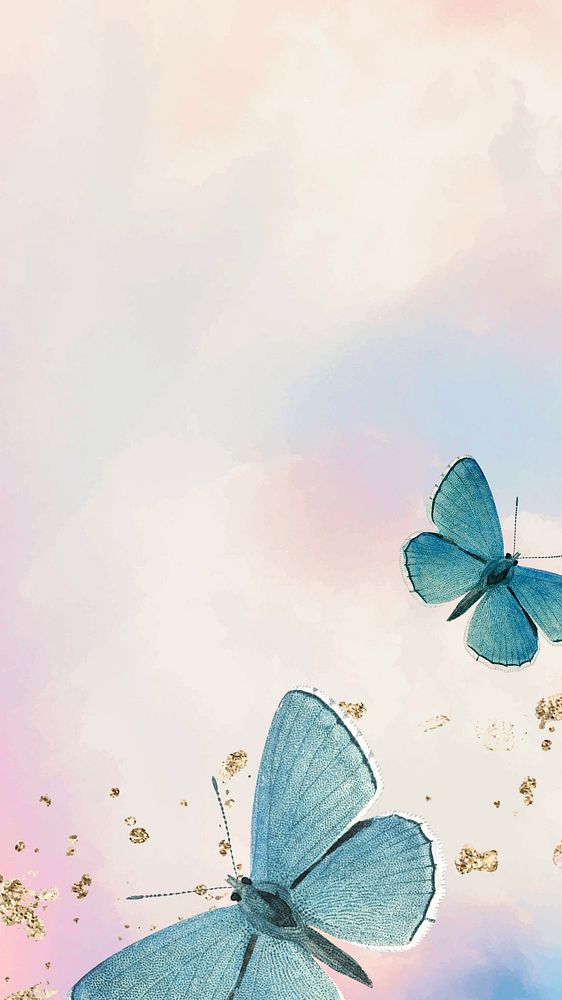Watercolor pink butterfly iPhone wallpaper