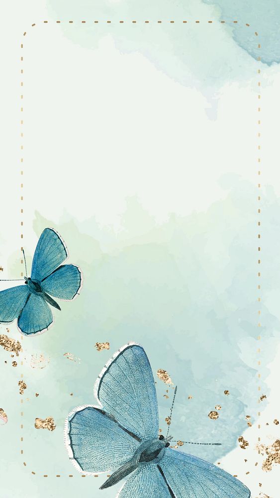 Green frame butterfly iPhone wallpaper