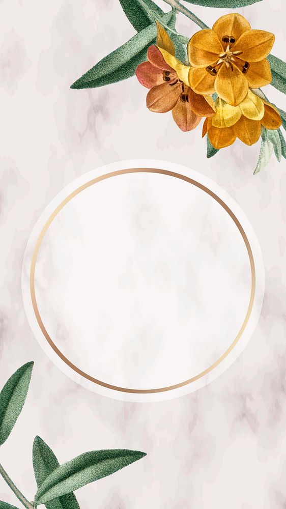 Floral frame iPhone wallpaper, beige design