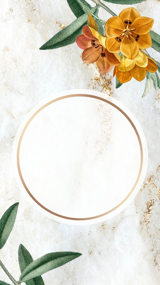Floral frame iPhone wallpaper, beige design