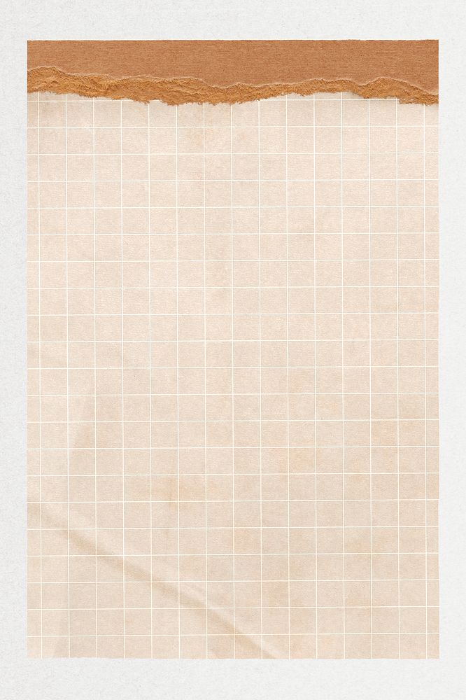 Beige grid paper collage element psd