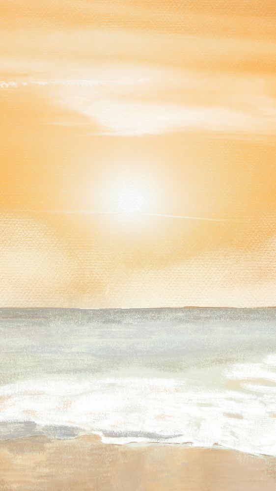 Beach sunset illustration iPhone wallpaper