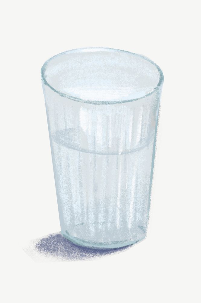 Water glass illustration, design element psd