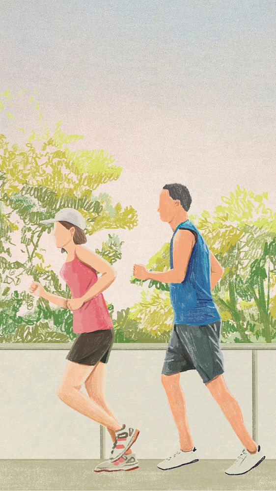 Park running illustration iPhone wallpaper