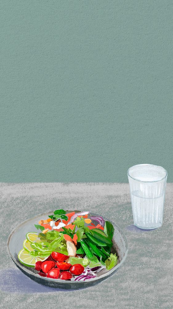 Healthy meal illustration iPhone wallpaper
