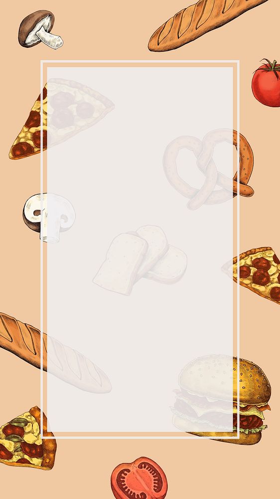 Food illustration, orange phone wallpaper