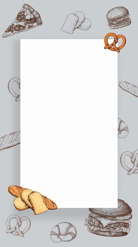Food illustration, gray iPhone wallpaper