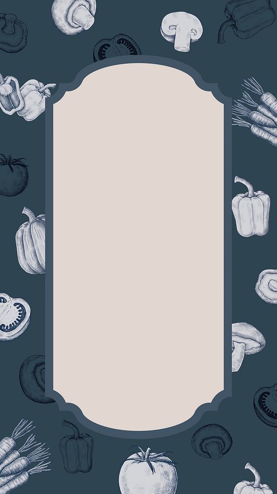 Vintage vegetable illustration, blue phone wallpaper