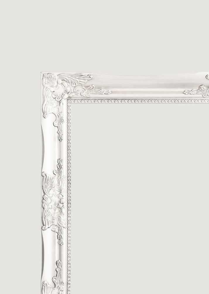 White ornate frame background, vintage aesthetic