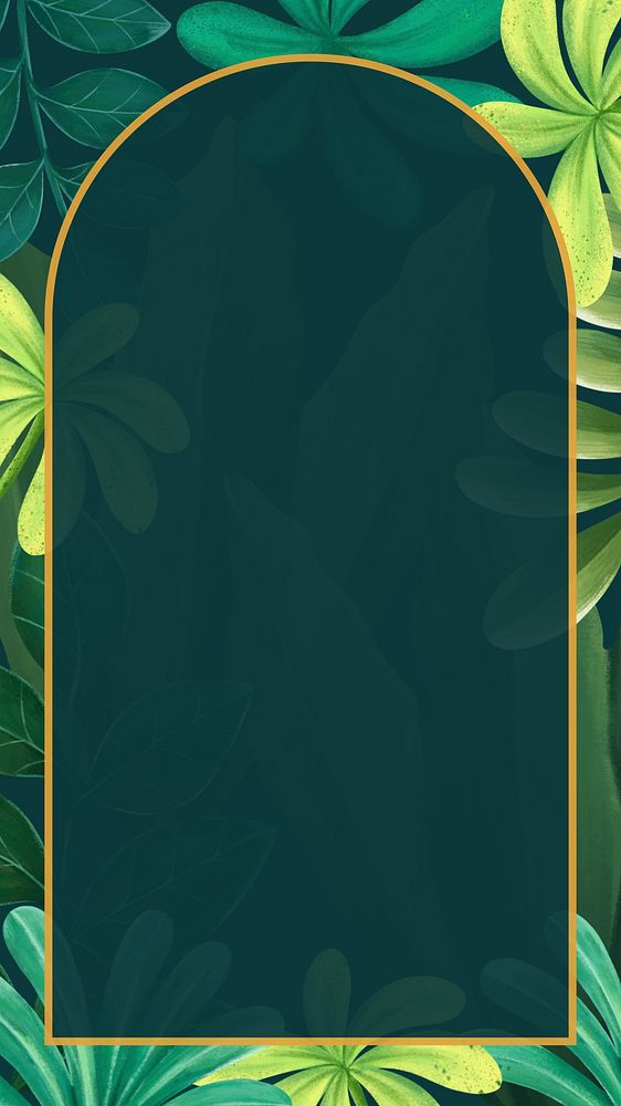 Leaf frame iPhone wallpaper, green botanical design
