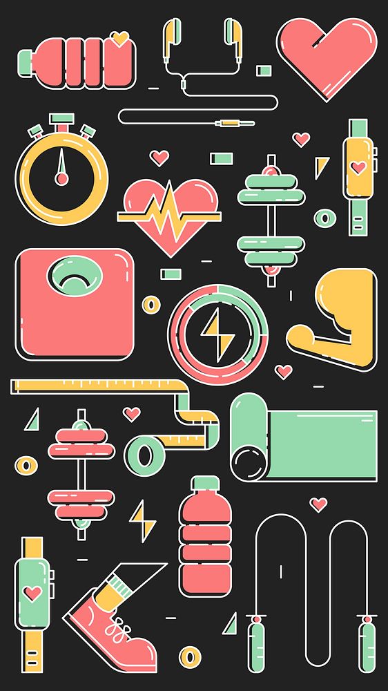 Fitness, health & wellness icons collection