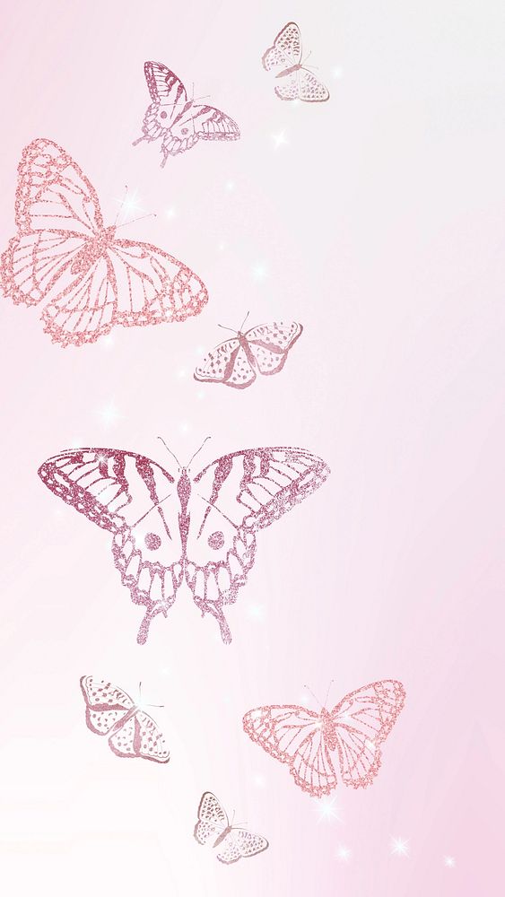 Feminine pink butterfly phone wallpaper