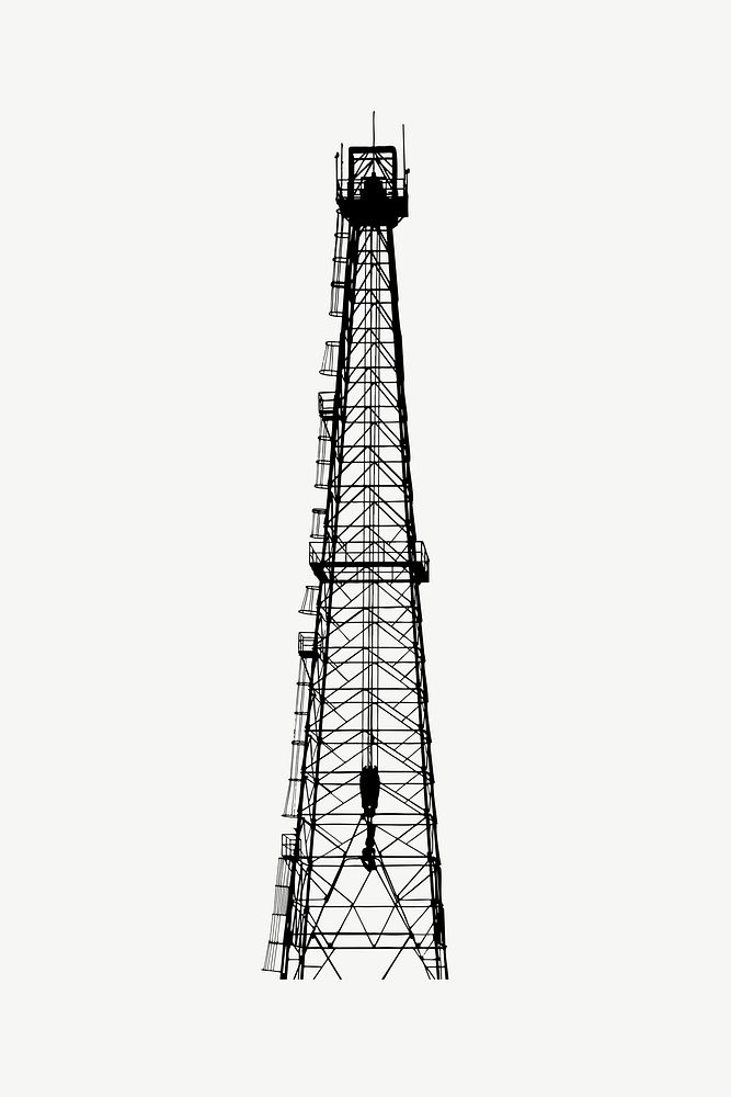 Oil tower silhouette design element psd