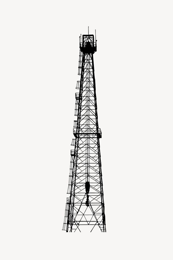 Oil tower silhouette image element
