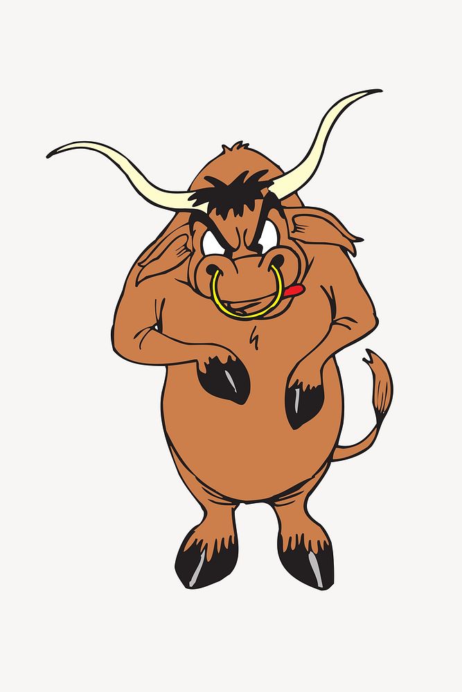 Angry bull collage element vector