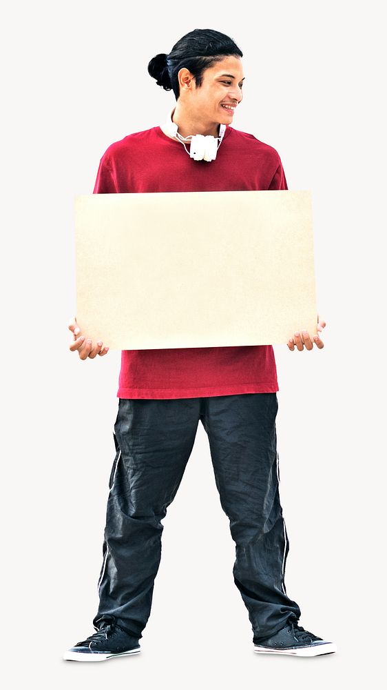 Man holding sign isolated image