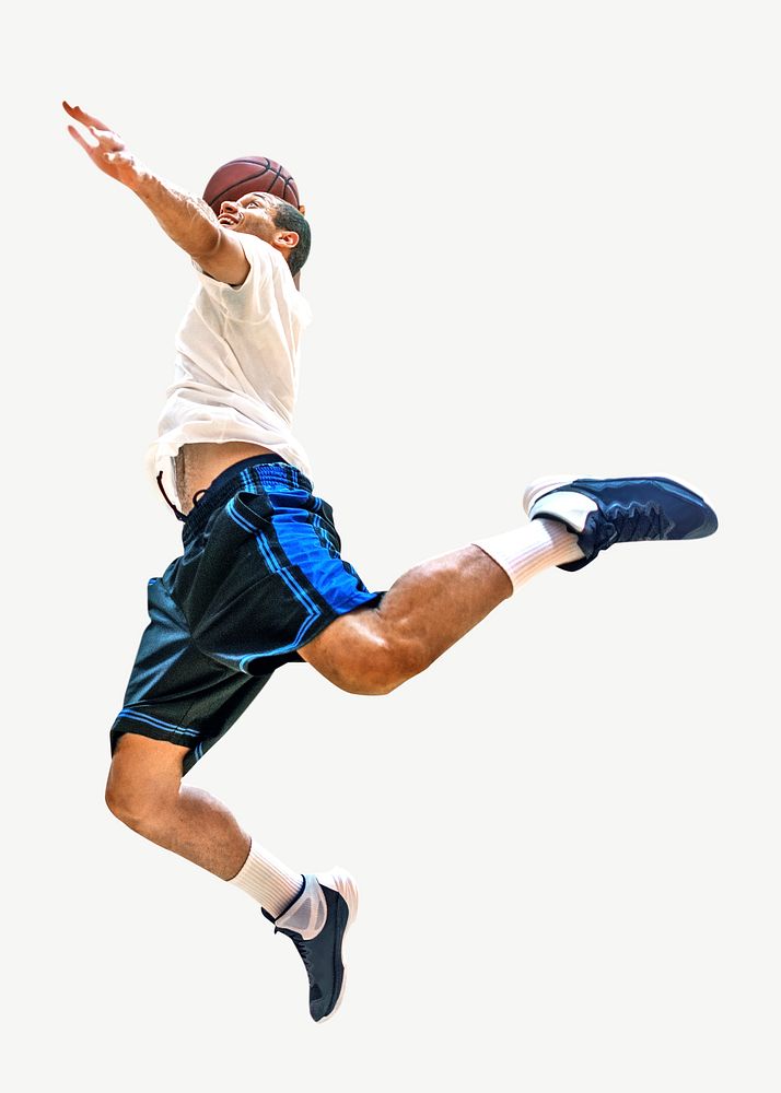 Young basketball player collage element psd