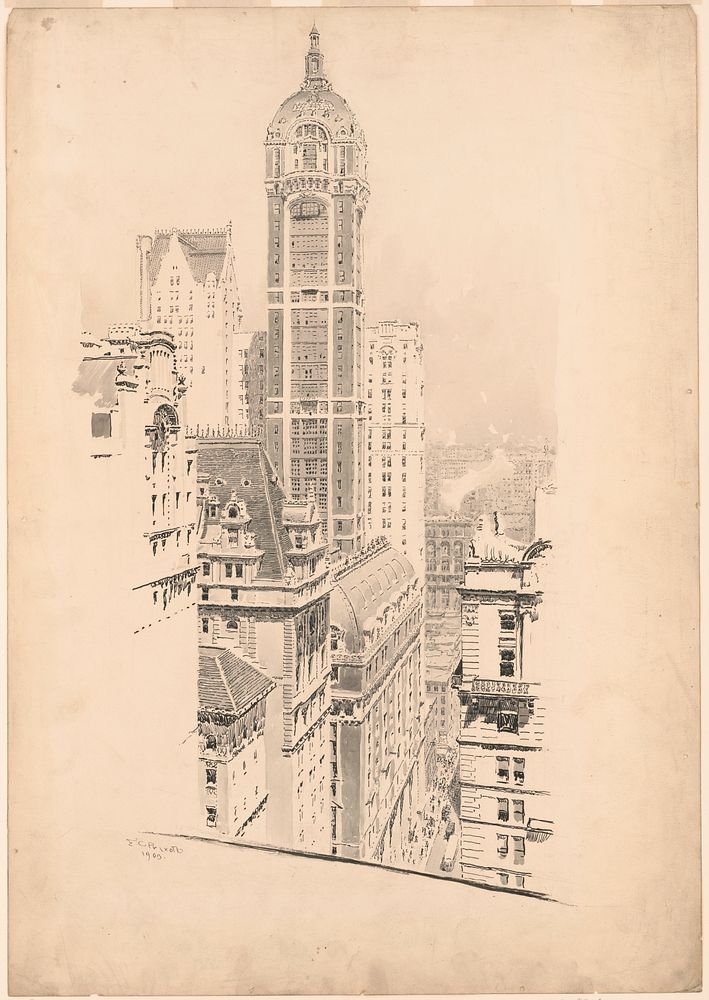 The new Singer Building, New York (1909) by Ernest C Peixotto