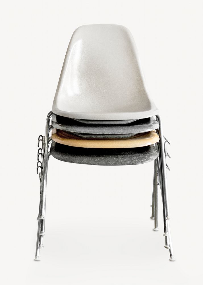 Chairs stacked on top of each other isolated image