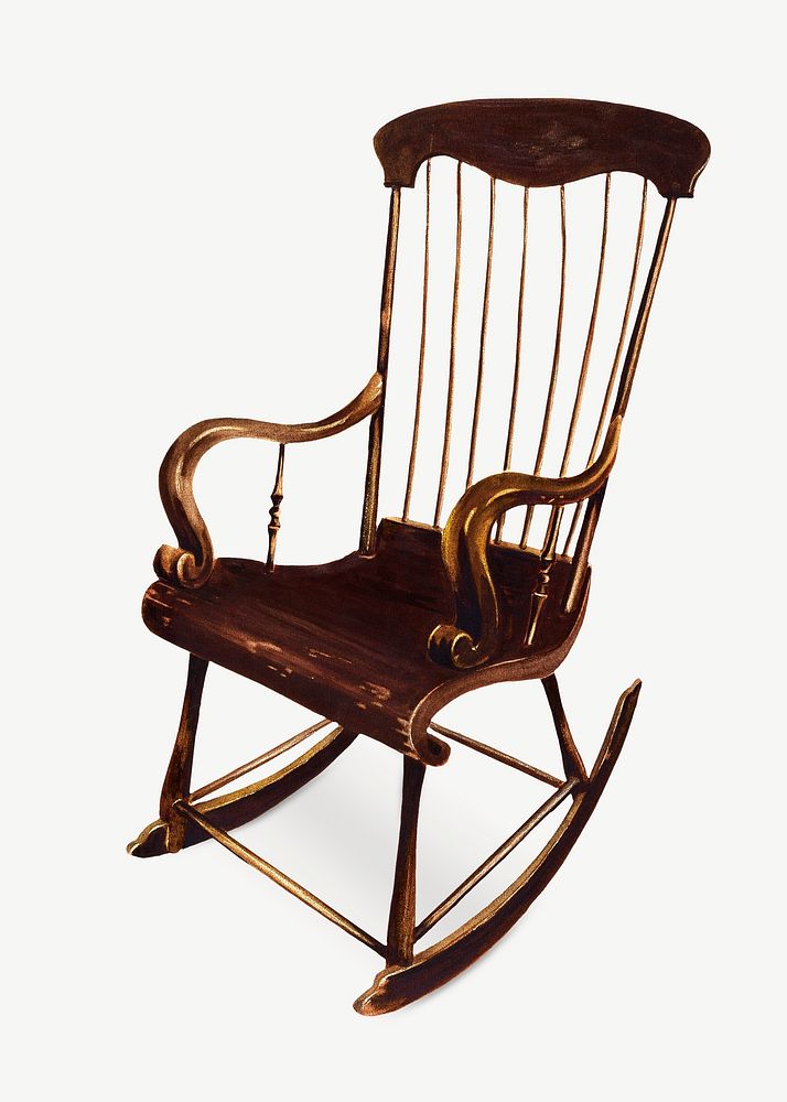 Brown wooden rocking chair psd