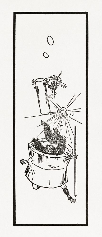 Plant pot running, vintage illustration. Public domain image from our own original 1884 edition of The Ornamental Arts Of…