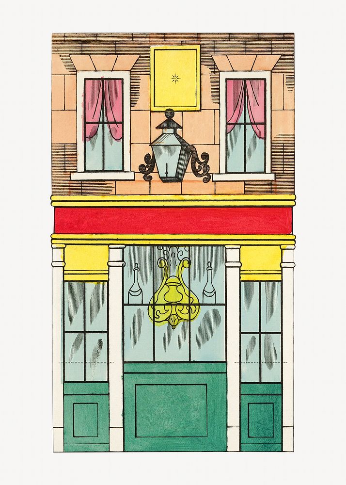 Vintage shop front chromolithograph art. Remixed by rawpixel. 