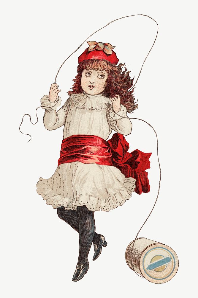 Vintage little girl illustration psd. Remixed by rawpixel. 