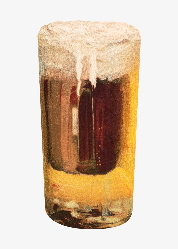 Vintage beer glass, chromolithograph illustration. Remixed by rawpixel. 