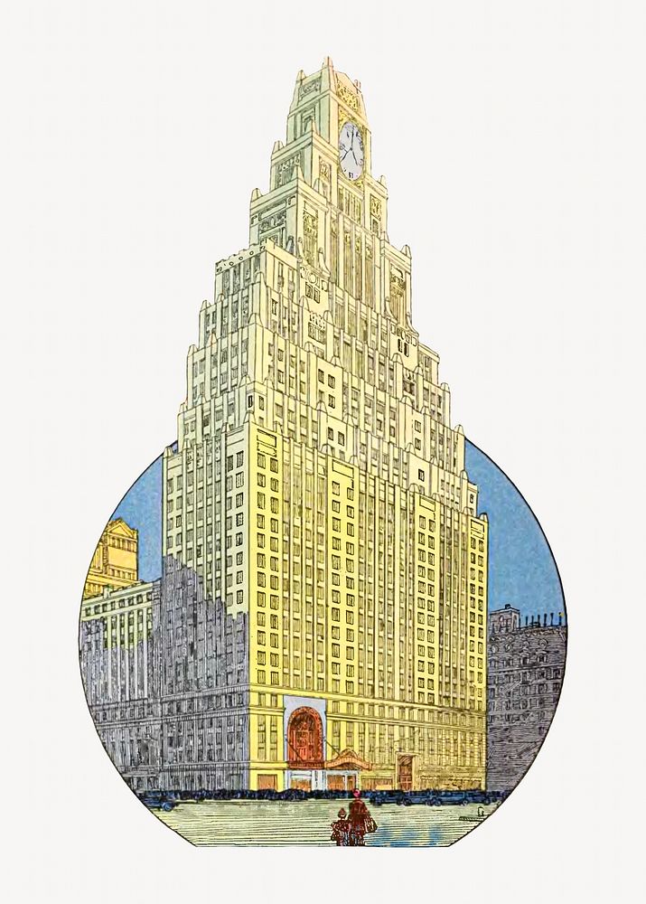 Vintage building chromolithograph art. Remixed by rawpixel. 