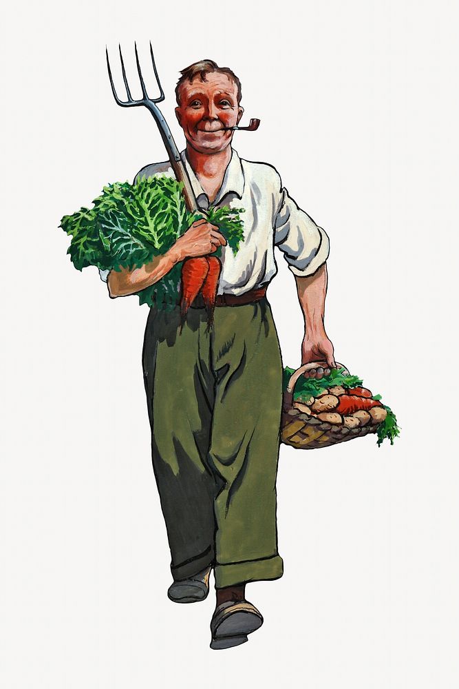 Vintage farmer, chromolithograph illustration. Remixed by rawpixel. 