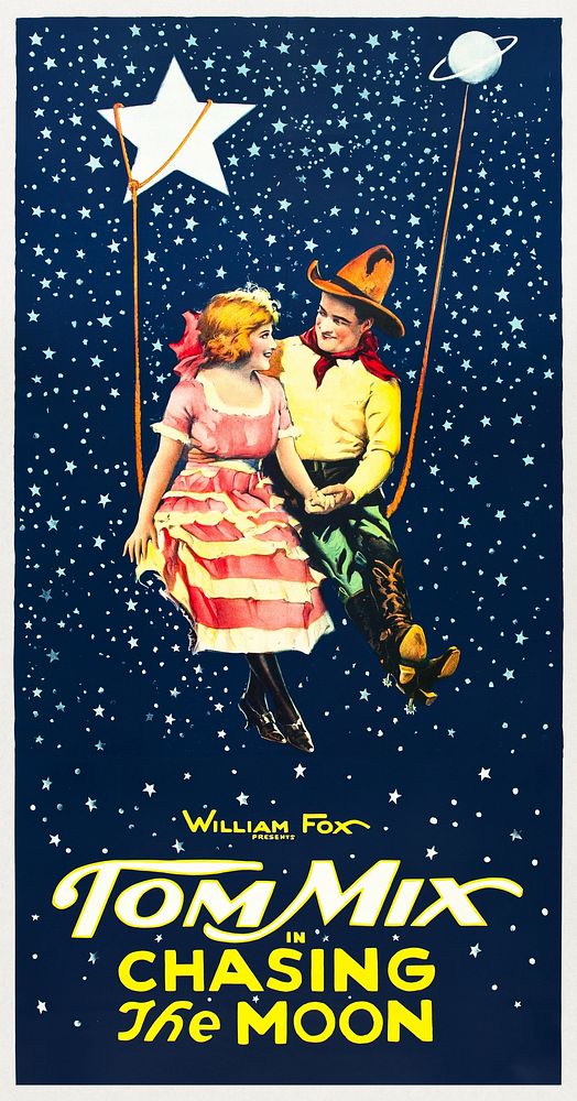 Movie poster for the American drama film Chasing the Moon (1922) chromolithograph by Fox Film Corp. Original public domain…