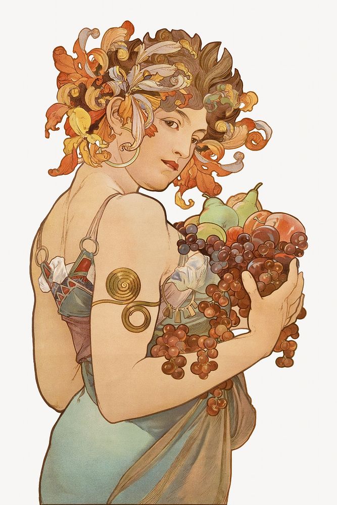 Alfons Mucha's woman art nouveau illustration. Remixed by rawpixel. 