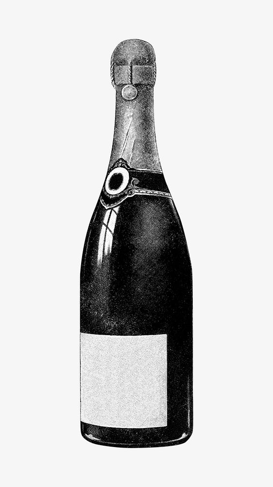 Champagne bottle vintage illustration. Remixed by rawpixel. 