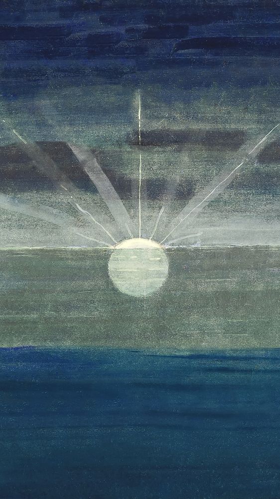 Vintage sunrise iPhone wallpaper, sky illustration by Mikalojus Konstantinas Čiurlionis. Remixed by rawpixel.