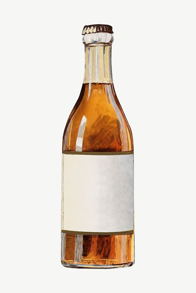 Beer bottle, vintage alcoholic beverage illustration by Walker Lith. & Pub. Co psd. Remixed by rawpixel.